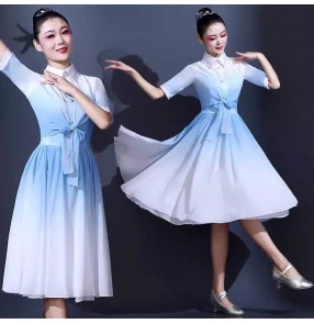 Modern Dance Costumes Blue green red modern ballet dress choir Female Youth Vitality Opening Dance Dresses Chorus skirt for female